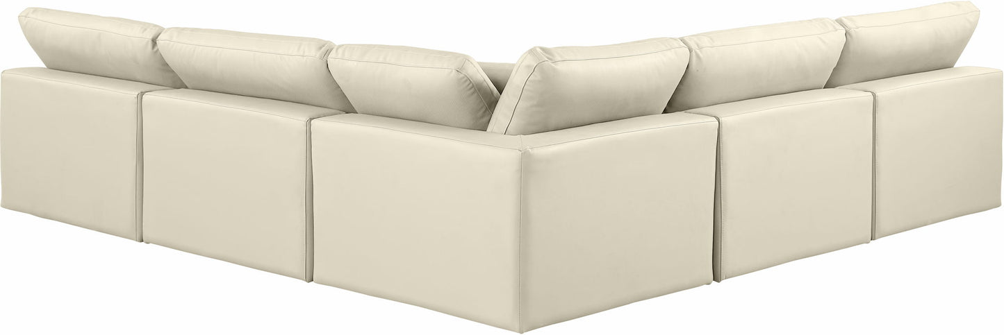 Comfy - 5 Piece Faux Leather Modular Corner Armless Sectional