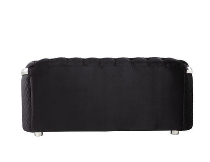 Pyroden - Loveseat - Black Velvet & Chrome Finish