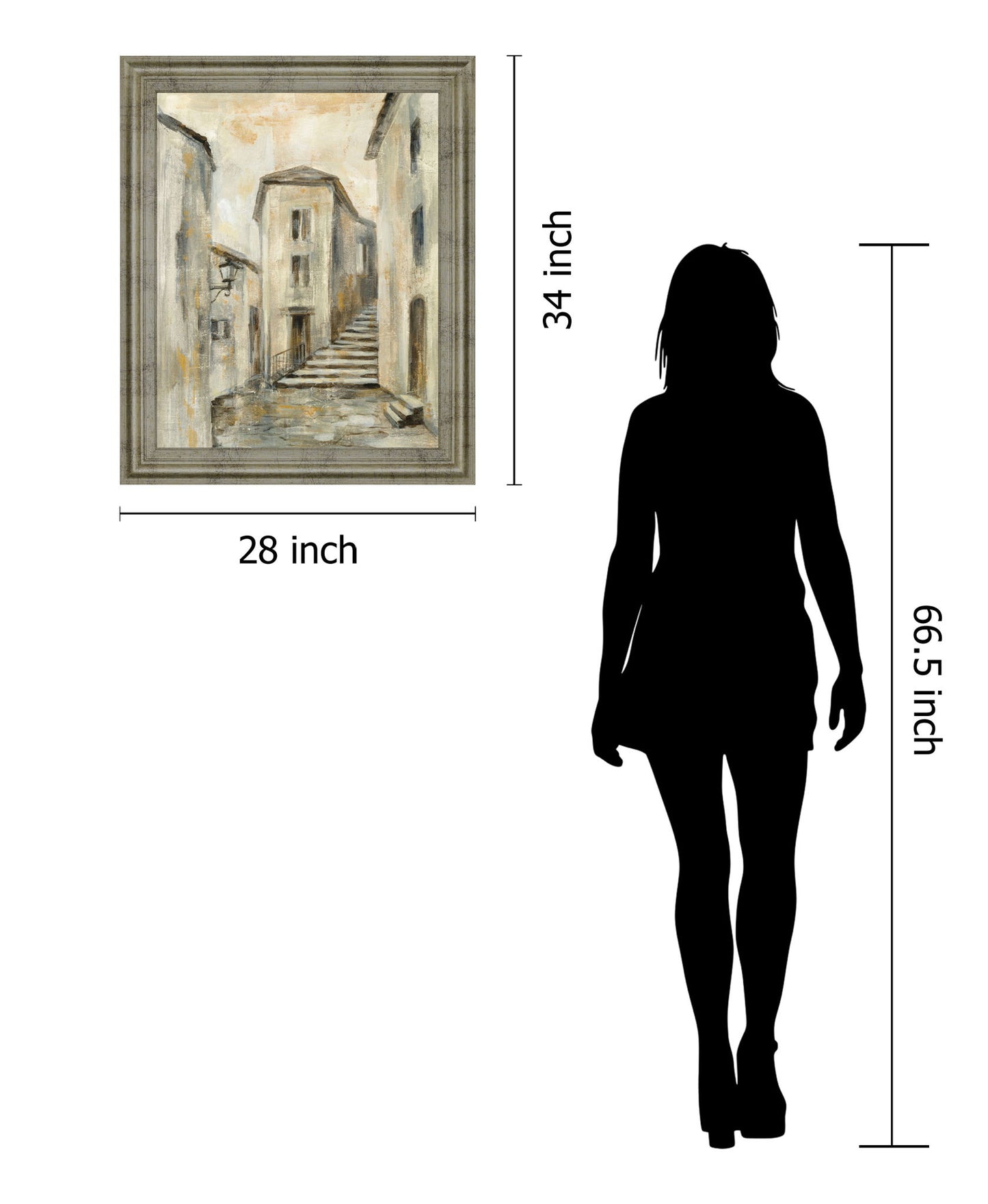 Golden Alleyway - 28" x 34" Framed Wall Art - Beige