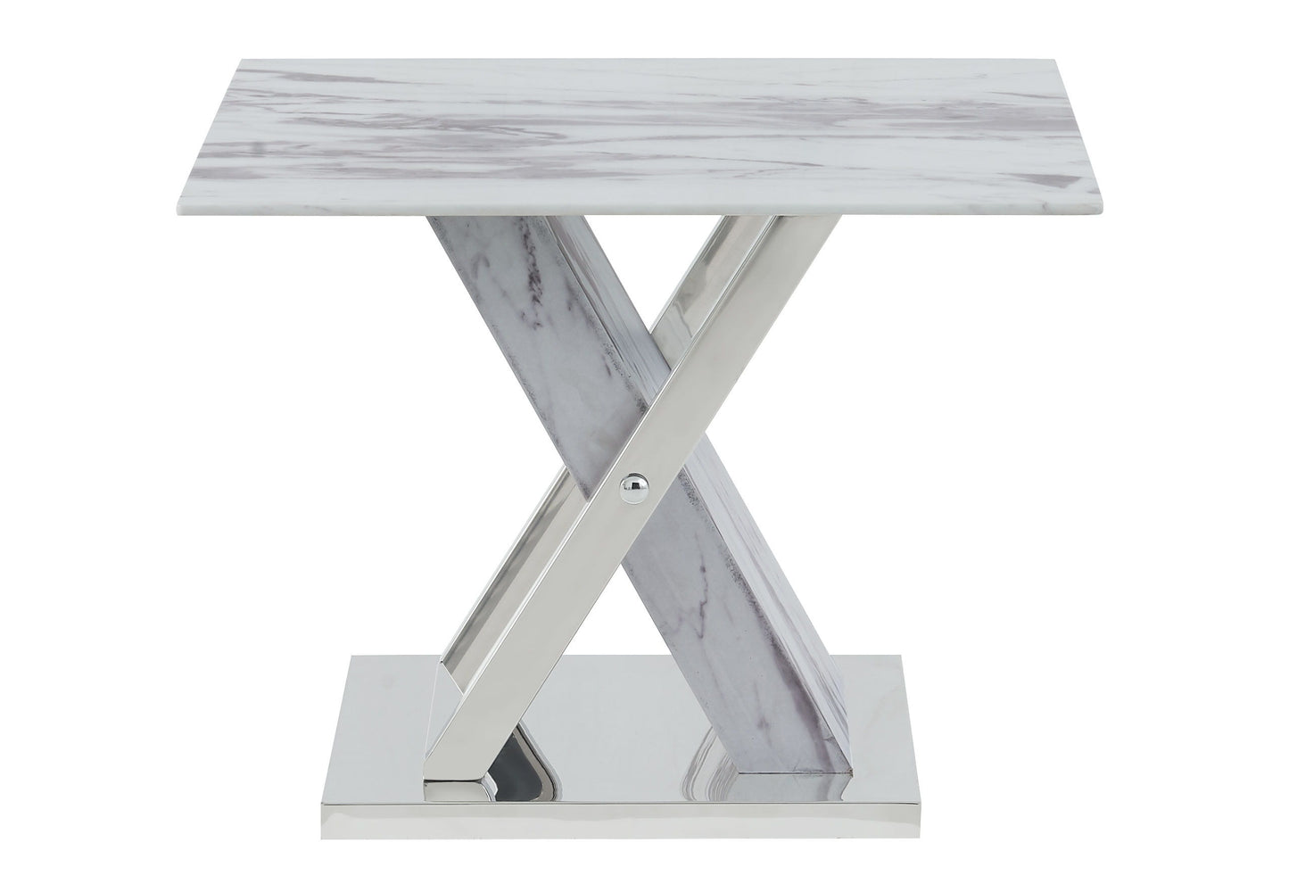 T1274 - End Table - Light Gray / Silver