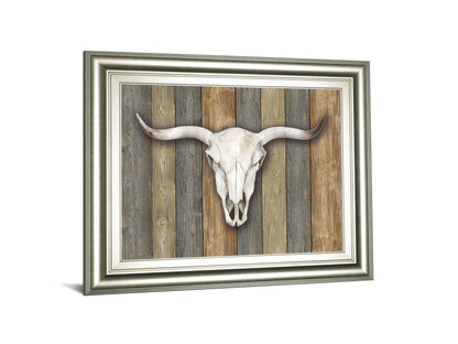 Cow Skull Il By Marla Rae Framed Print Wall Art - Light Brown