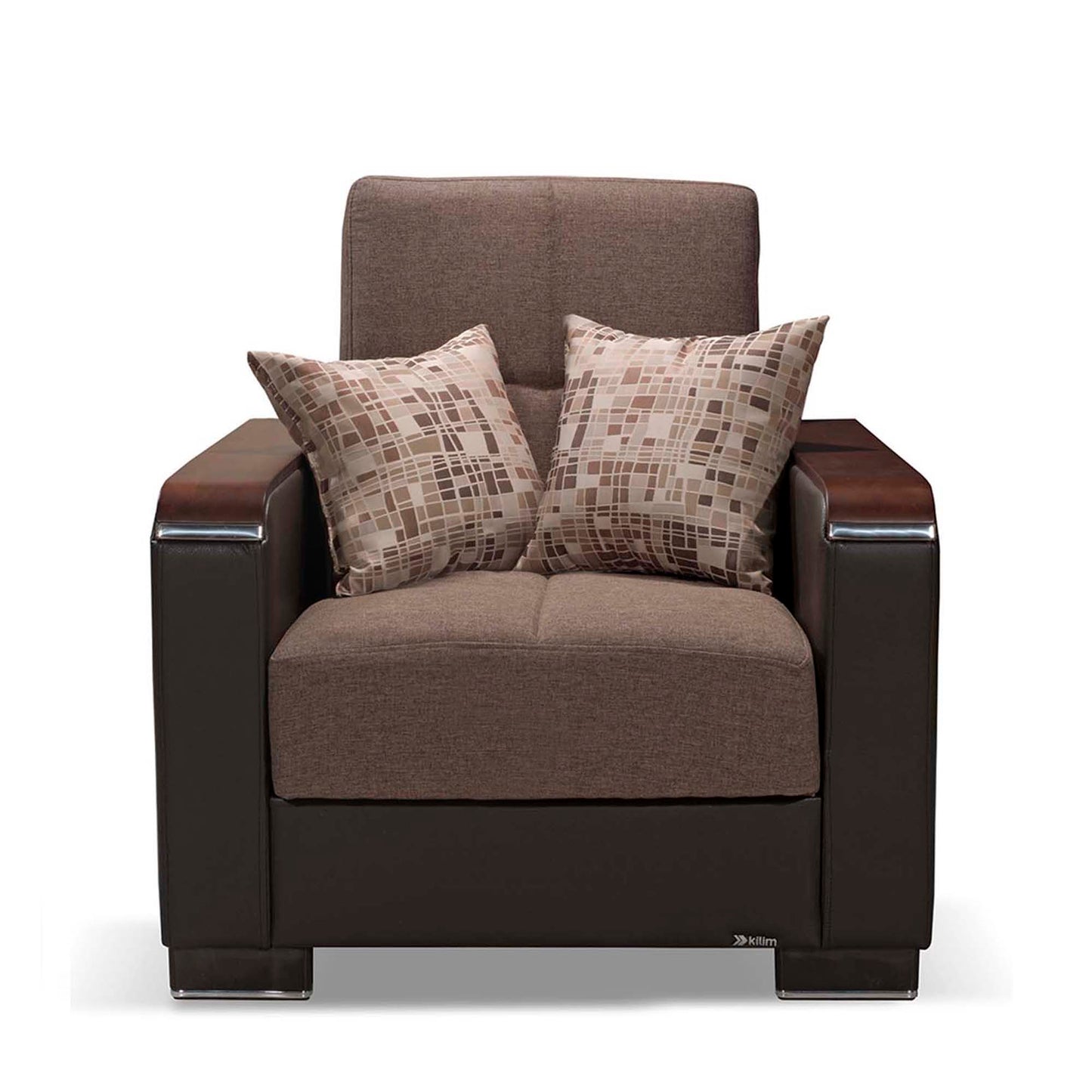 Ottomanson Armada X - Upholstered Convertible Wood Trimmed Armchair With Storage - Polyester