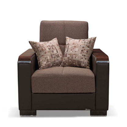 Ottomanson Armada X - Upholstered Convertible Wood Trimmed Armchair With Storage - Polyester