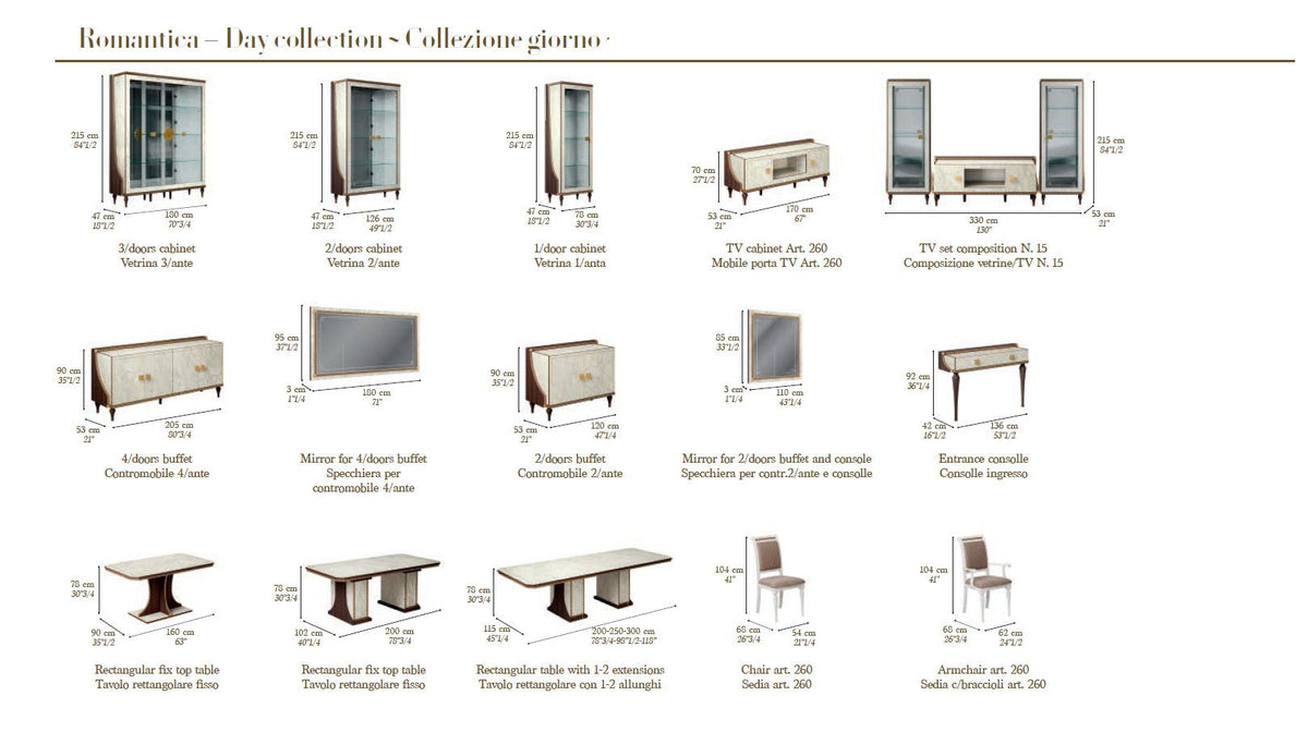 Romantica - 4 Doors Buffet - Light Beige / Brown Walnut