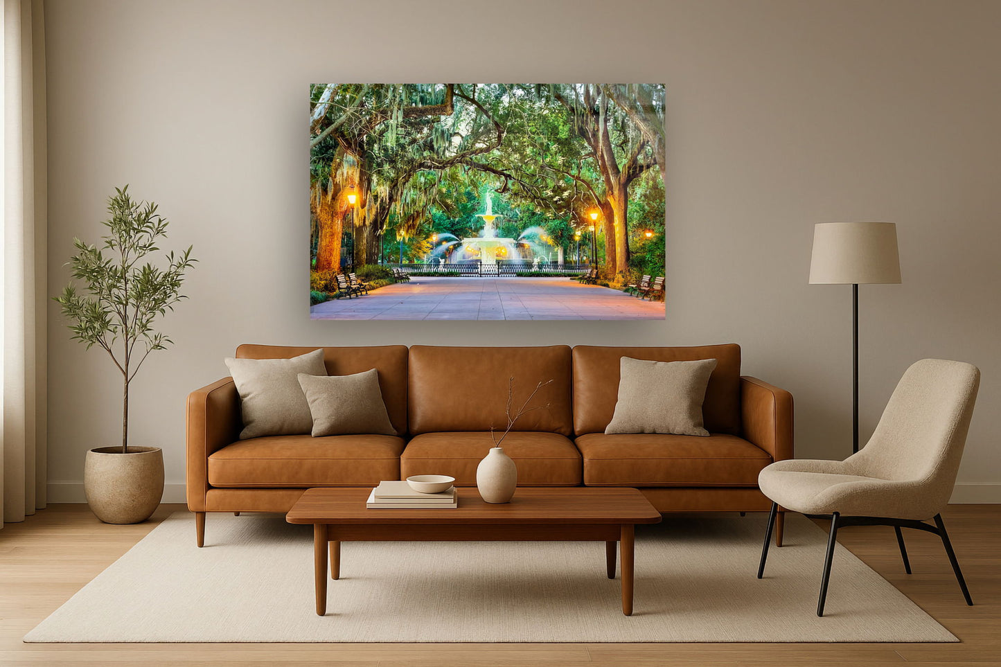 Tempered Glass With Foil - Forsyth Park Savannah - Green