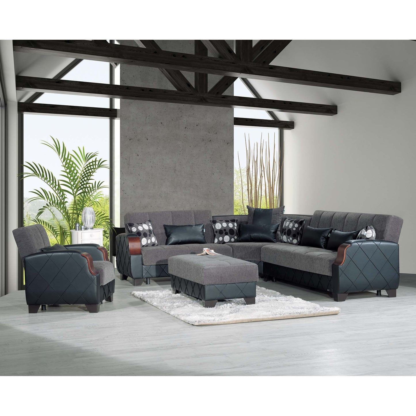 Ottomanson Molina - Convertible Sectional With Storage - Gray