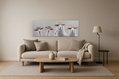 Playful Sheep Coiffures - 20" x 60" Framed Wall Art