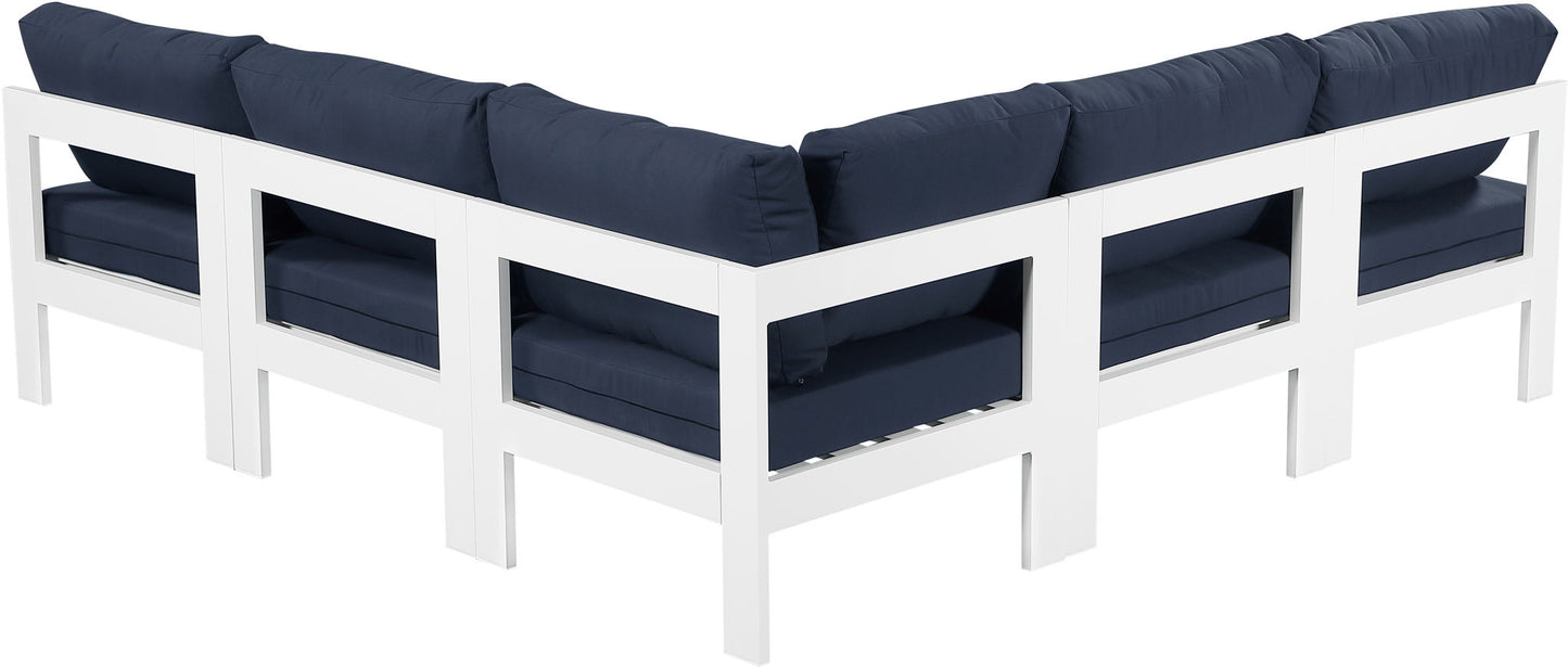 Nizuc - Outdoor Patio 5 Piece Modular Sectional With White Frame