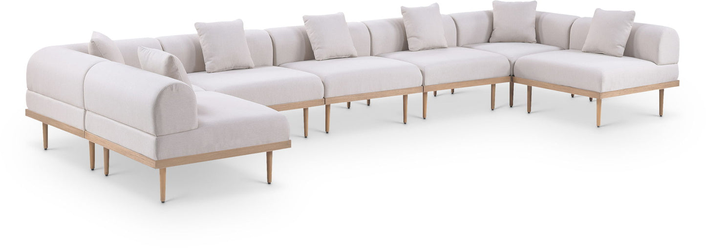 Laguna - 7 Piece Resilient Water Resistant Fabric 142" Upholstered Outdoor Patio Modular Sectional