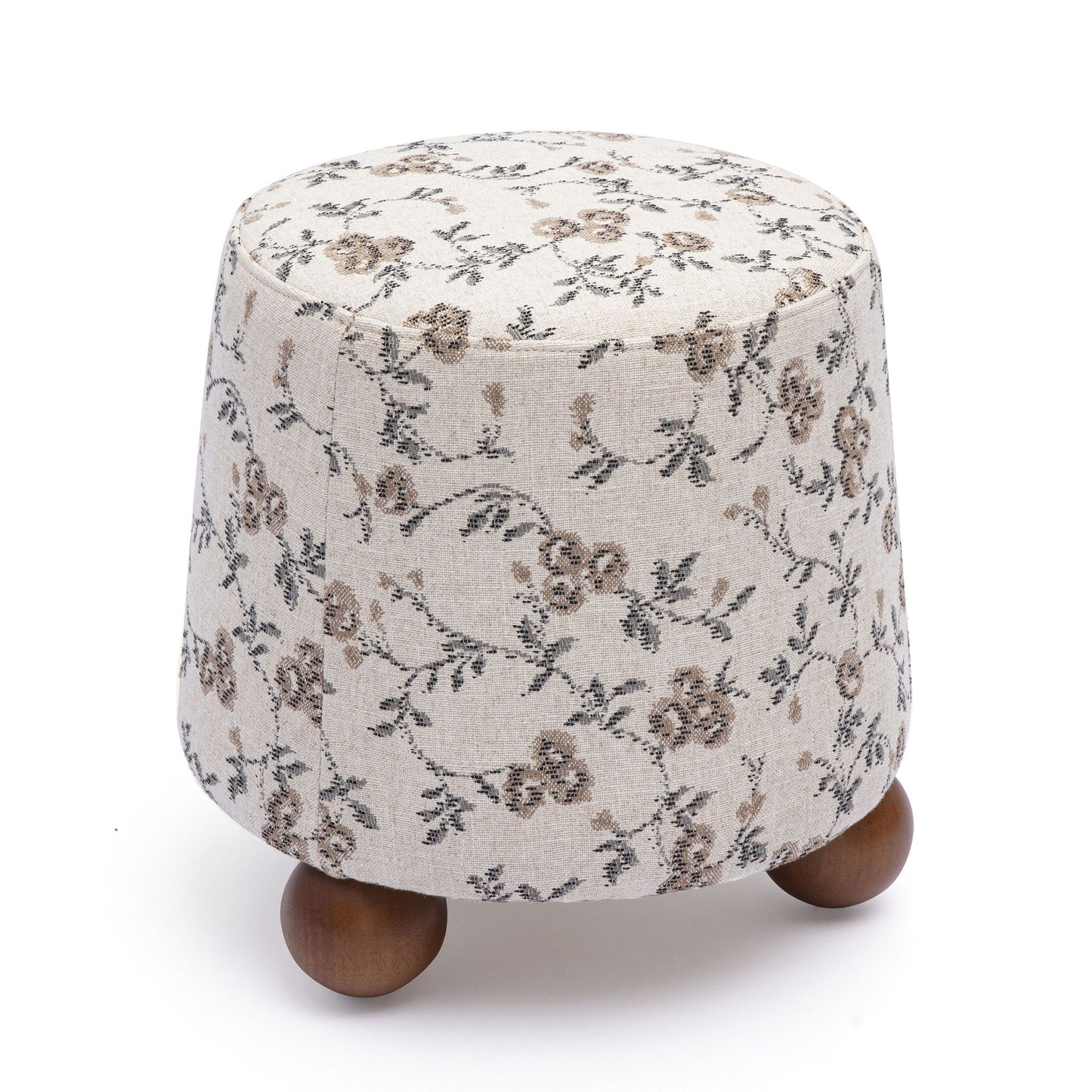 Jaine - Floral Jacquard Ottoman - Beige