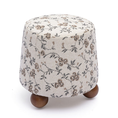 Jaine - Floral Jacquard Ottoman - Beige