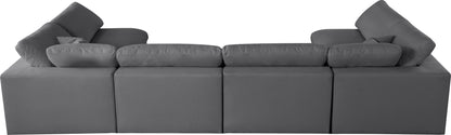 Serene - Linen Textured Fabric Deluxe Comfort Modular Sectional 6 Piece - Grey - Fabric