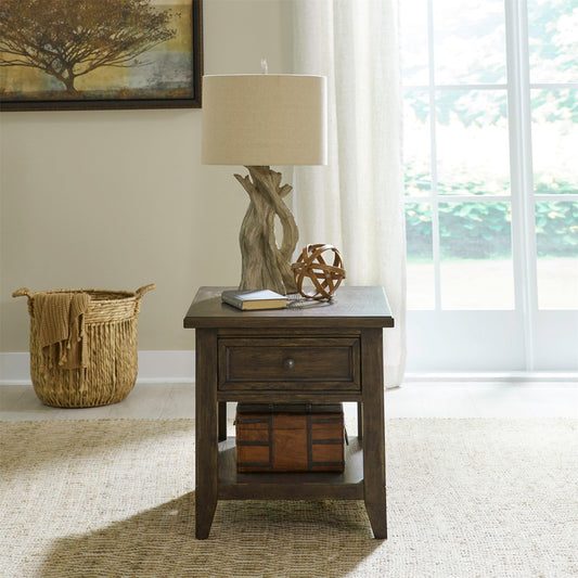 Paradise Valley - Rectangular End Table - Saddle Brown