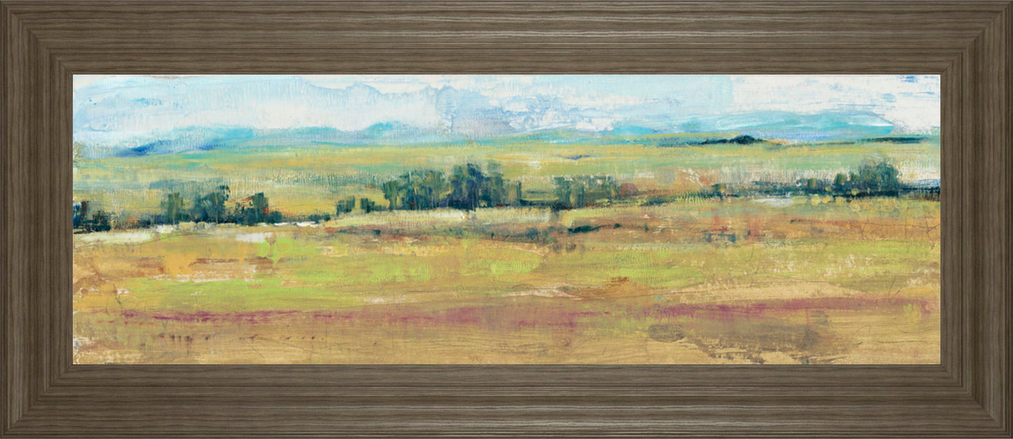 Distant Treeline Panel II By Tim Otoole - Framed Print Wall Art - Light Brown