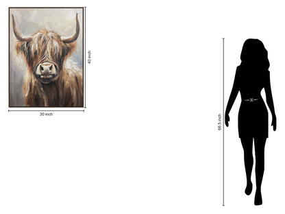 "Highland Majesty" Hand-Painted Canvas In Frame - Brown