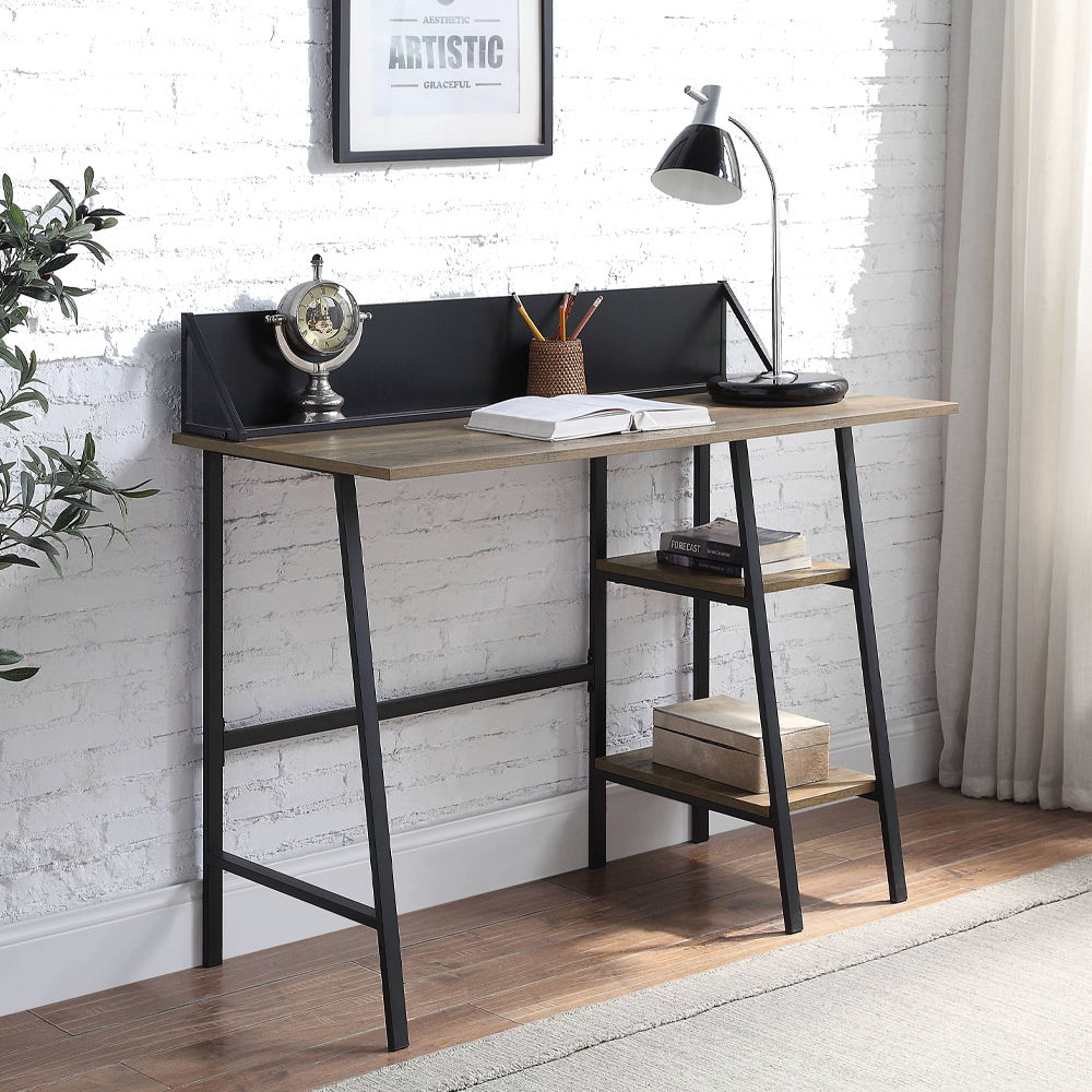 Garima - Writing Desk - Rustic Oak & Black