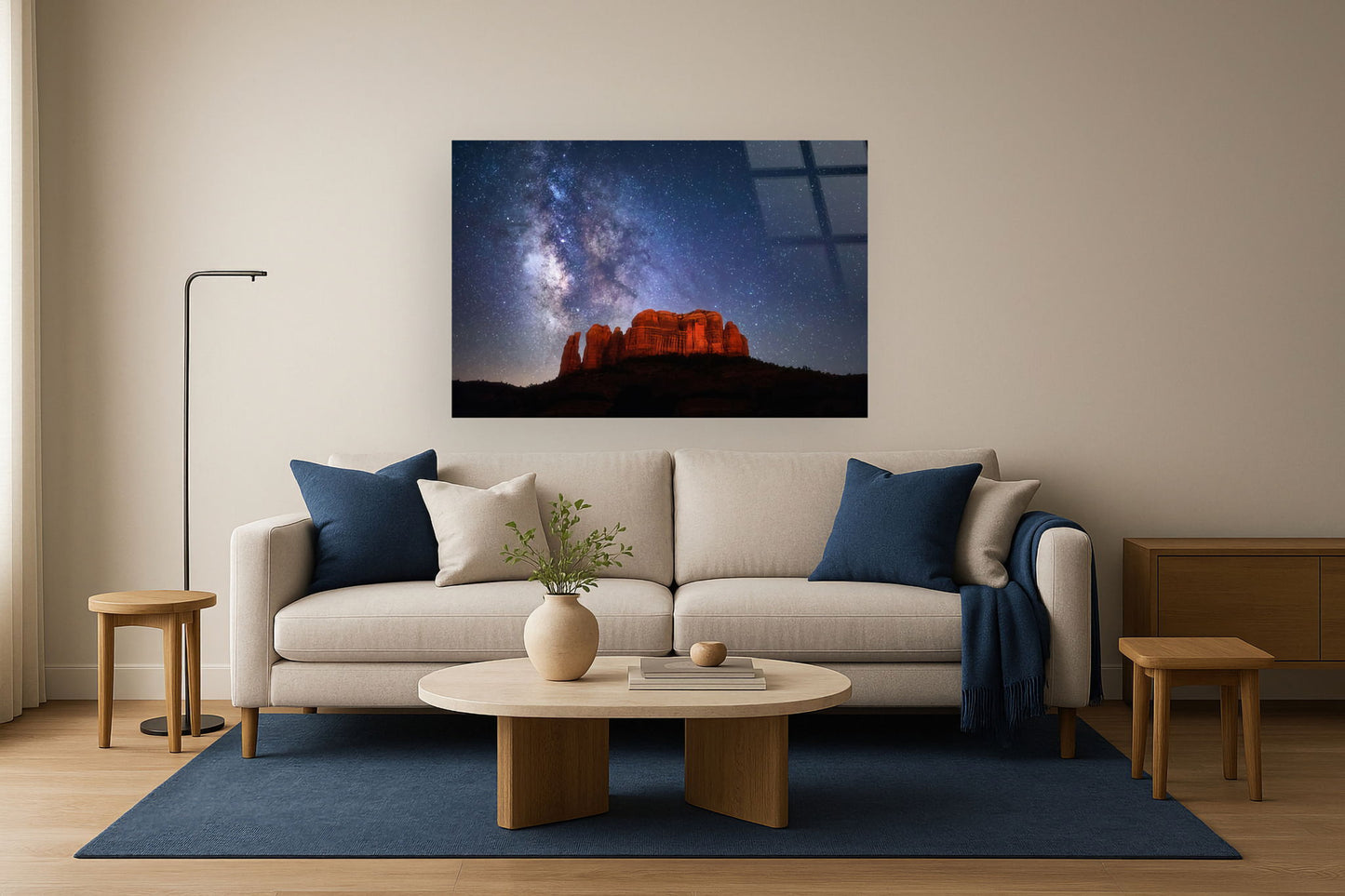 Tempered Glass With Foil - Cathedral Rock Sedona - Blue