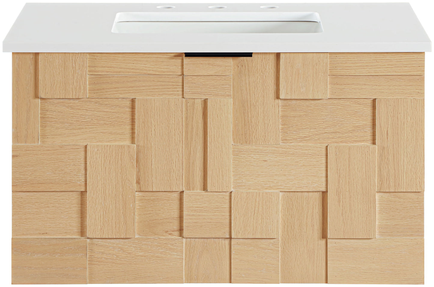 Leonardo - Engineered Stone And Solid Wood 24" Wall Mounted Bathroom Vanity