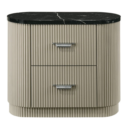 Travonte - Nightstand - Gray / Beige
