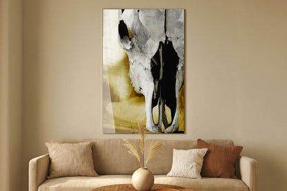 Tempered Glass With Foil - Cattle Skull - White