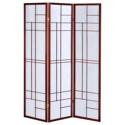 Katerina - 3-Panel Room Divider Folding Shoji Screen - Cherry