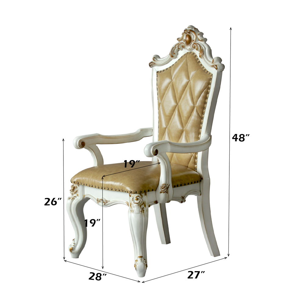 Picardy - Arm Chair Set of 2) - Butterscotch Synthetic Leather & Antique Pearl