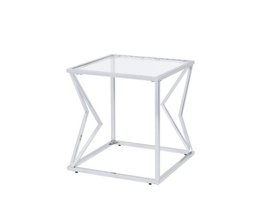 Virtue - End Table - Clear Glass & Chrome Finish