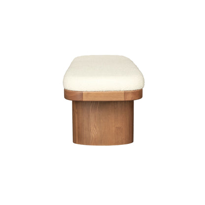 Ollie - Boucle Wooden Bench - White