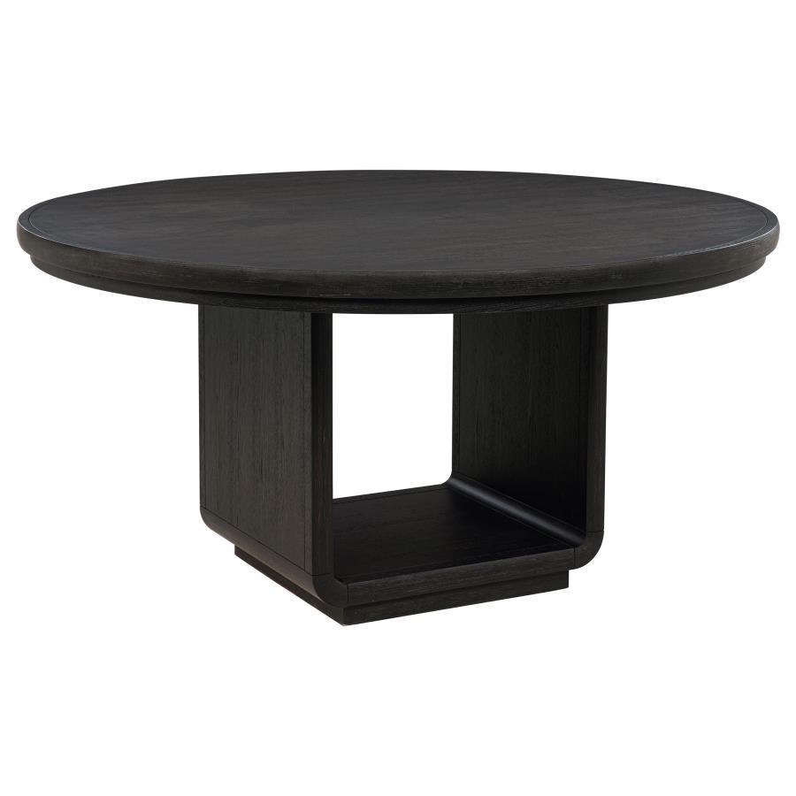 Leandro - 7 Piece Round Dining Table Set - Burnished Black