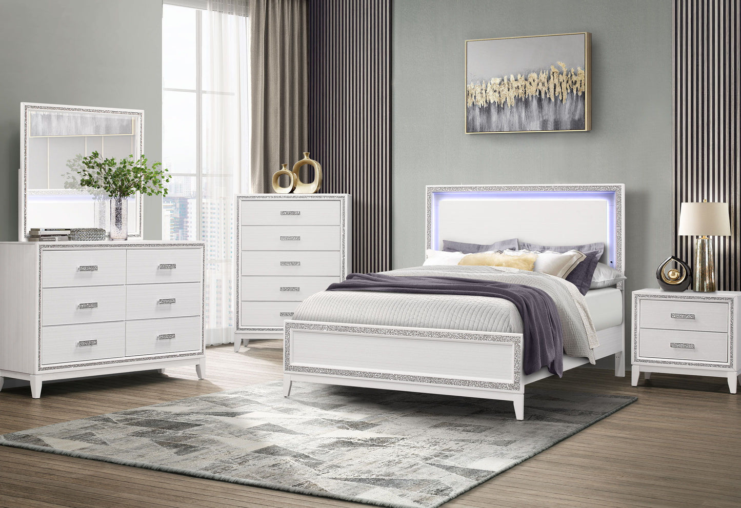 Lily - 5 Piece Queen Bedroom Set - White