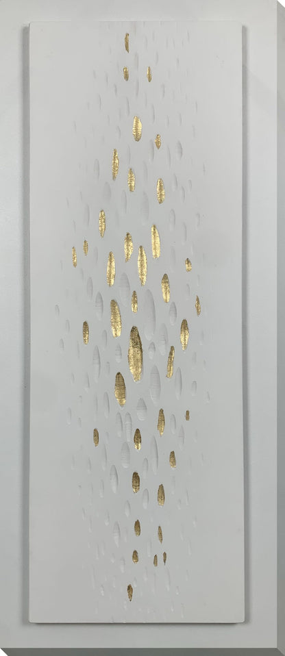 "Golden Drops" Hand-Painted Wrapped Canvas - White / Gold