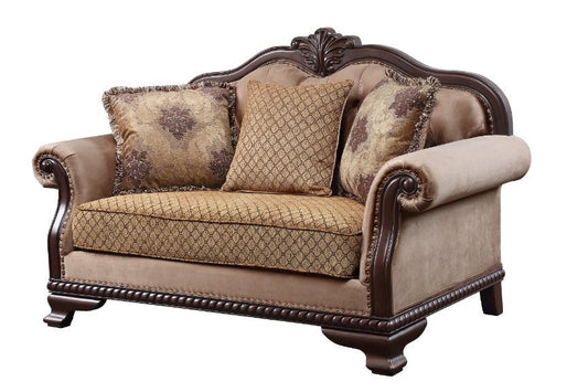 Chateau De Ville - Loveseat With 3 Pillows (Same Lv01589) - Fabric & Espresso