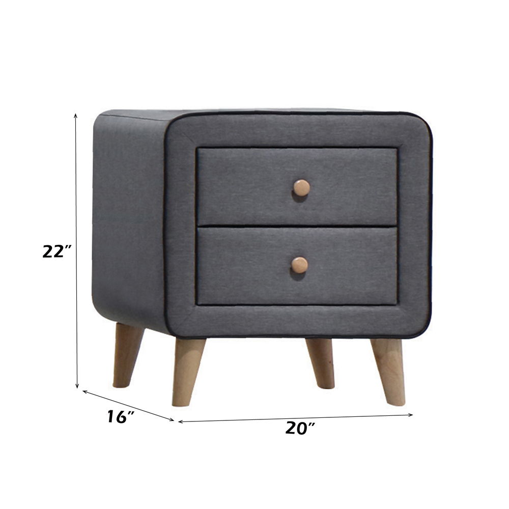 Valda - Nightstand - Light Gray Fabric