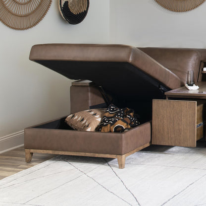 Solana - LAF Storage Chaise - Positano Clay / Warm Oak