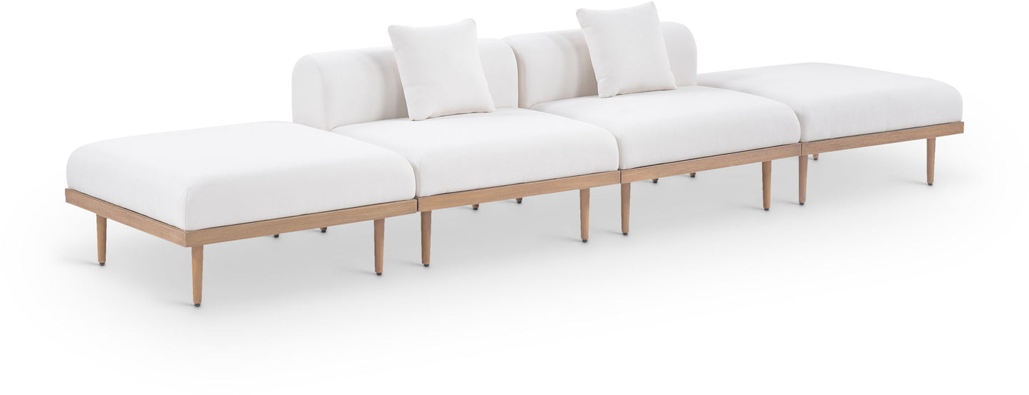 Laguna - 4 Piece 142" Outdoor Patio Armless Modular Sofa With 2 Backless Seats