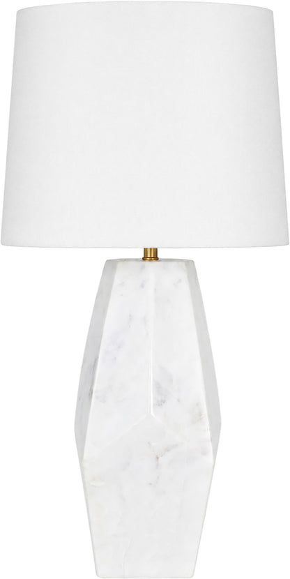 Seraphine - Genuine Marble And Linen Textured Fabric Table Lamp