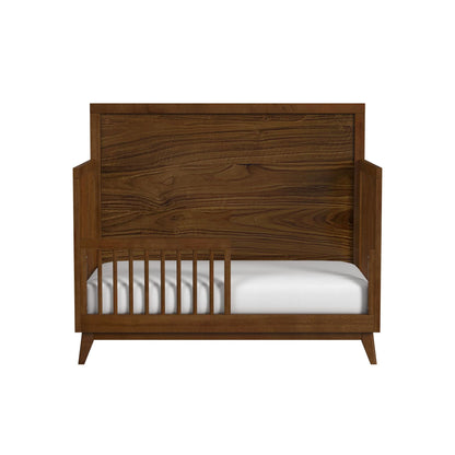 Malia - Crib With High Headboard And Guardrail - Walnut