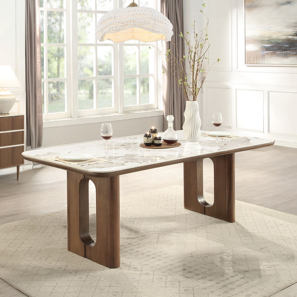 Harvey - Dining Table With Ceramic Top - Walnut