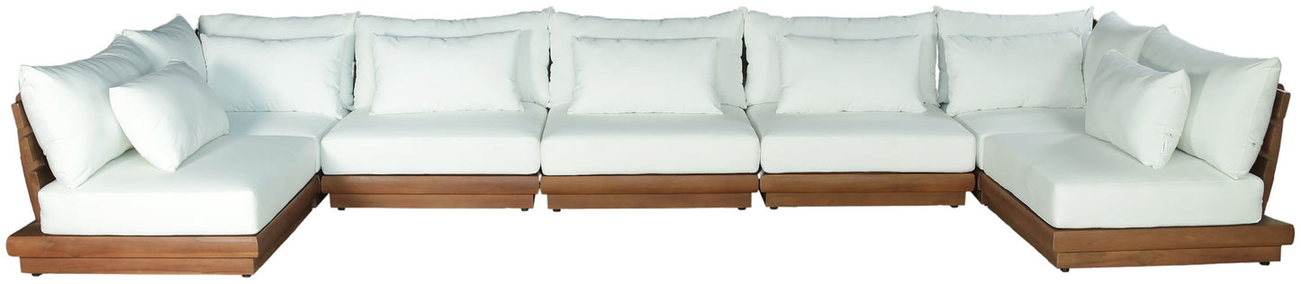 Mirella - 7 Piece Water Resistant Fabric Upholstered Outdoor Patio Modular Sectional