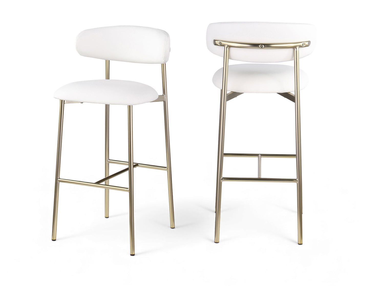 Lupita - Vegan Leather Upholstered Bar Stool With Brushed Gold Frame (Set of 2)