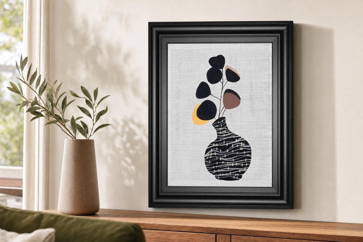 22x26 Decorated Vase with Plant I By Melissa Wang - Gray