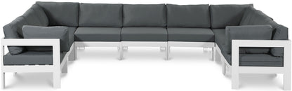 Nizuc - Outdoor Patio 9 Piece Modular Sectional With White Frame