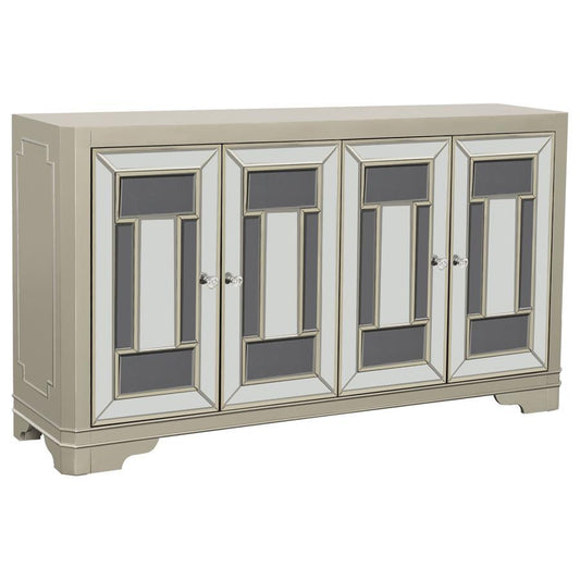 Toula - 4 Door Accent Cabinet - Smoke And Champagne