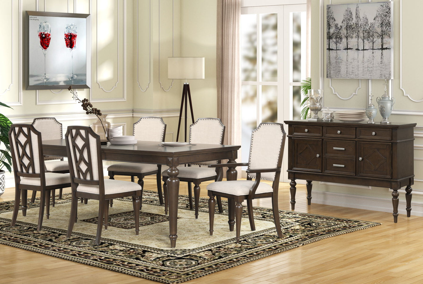 Ginger - 7 Piece Dining Room Set - Beige