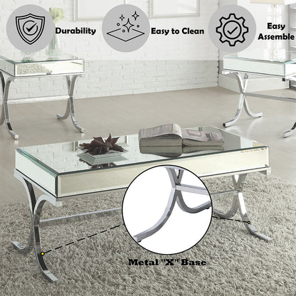 Yuri - Coffee Table - Mirrored & Chrome