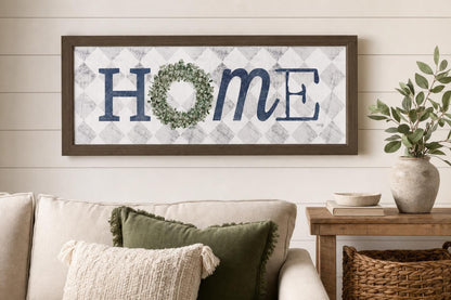 18x42 Home With Eucalyptus Wreath I By Marla Rae - Gray