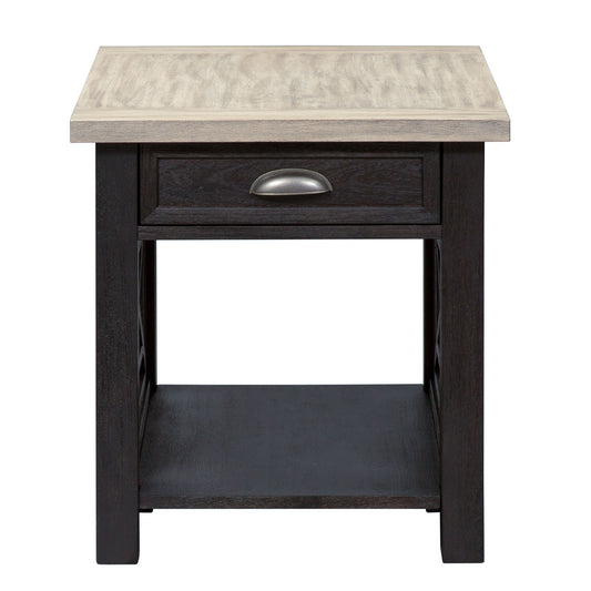 Heatherbrook - Drawer End Table - Black