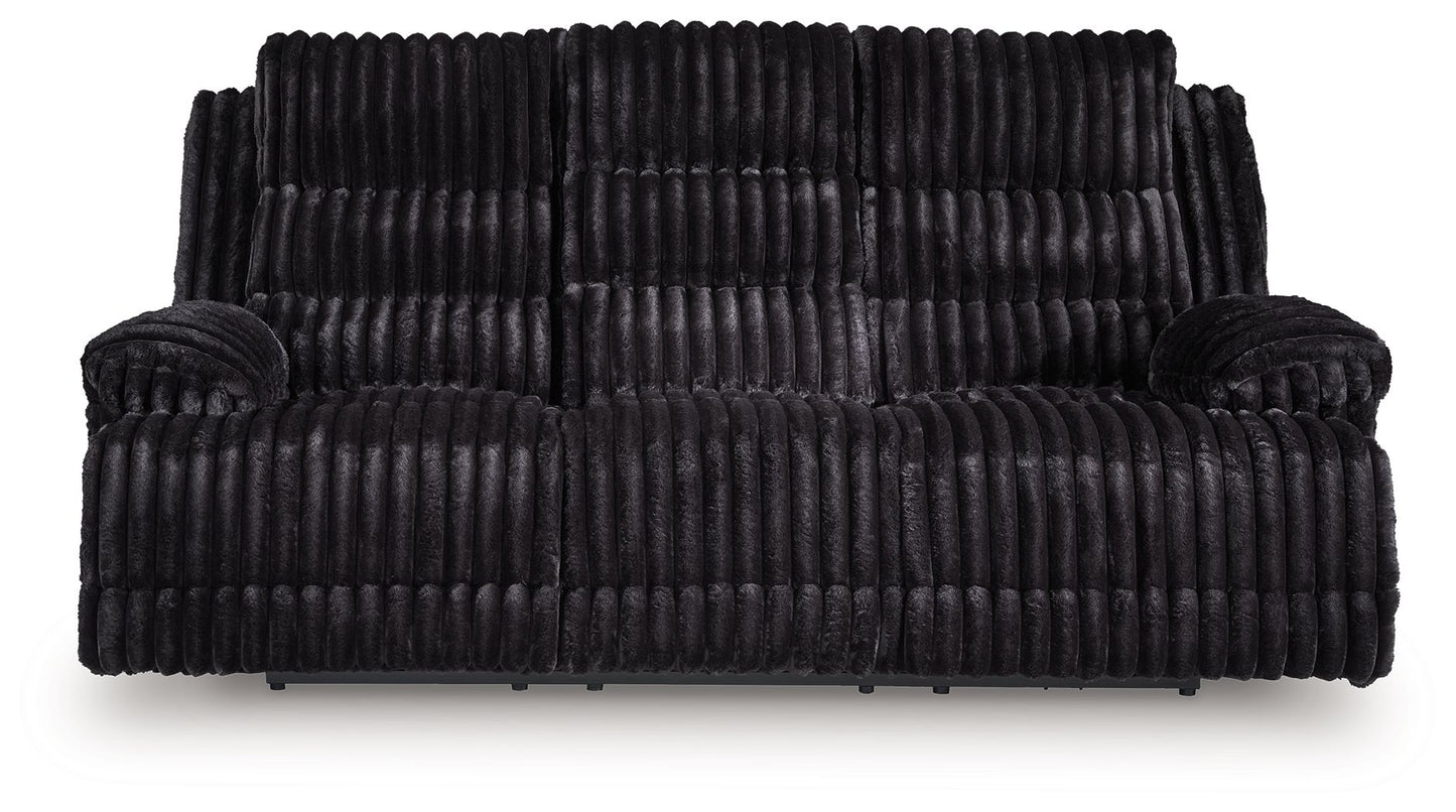 Rhine Falls - Reclining Power Sofa With Drop Down Table - Onyx