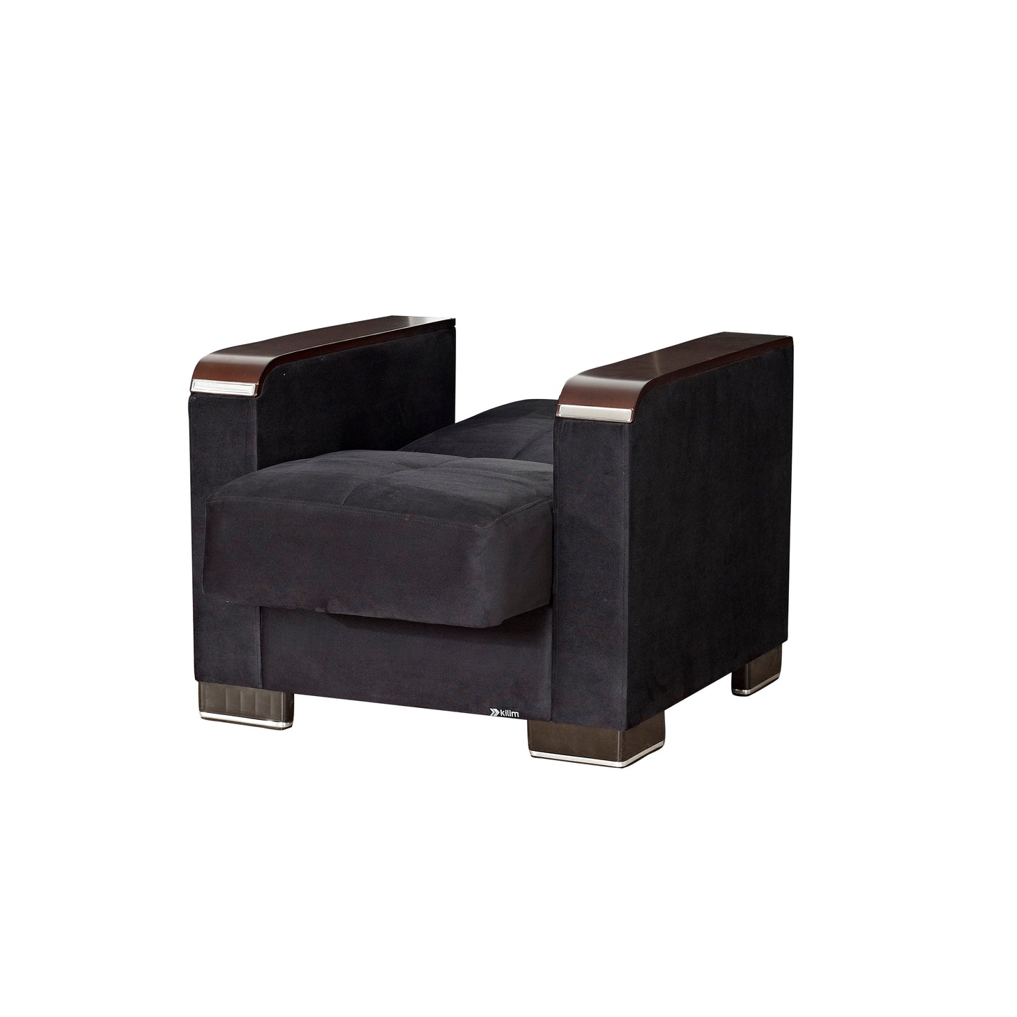 Ottomanson Armada X - Upholstered Convertible Wood Trimmed Armchair With Storage - Microfiber