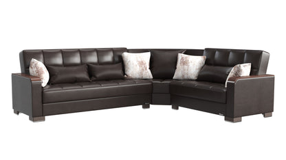 Ottomanson Armada X - Upholstered Convertible Wood Trimmed Sectional With Storage
